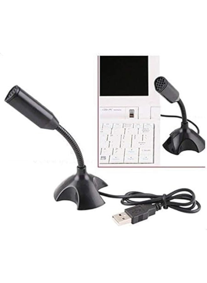 ميكروفون ستوديو صغير محمول بمنفذ USB مع حامل – مناسب للكمبيوتر واللاب توب – لون أسود - Image 3